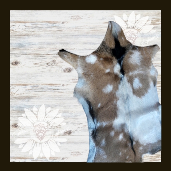 Tri Color Goat Hide Rug Home Accent - Picture 6 of 7